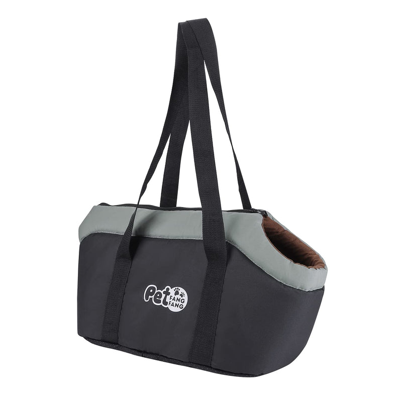 Breathable Handbag Pet Carrier - Adjustable Folding Sling With Warm Sponge for Dog Cat Travel in Winter - Outdoor Portable Bag for Shopping Hiking Walking balck