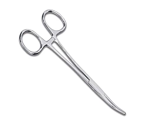 Kelly 15cm Pet Grooming Hemostat, Hair Pulling Forceps, Locking Tweezers (Curved), Silver