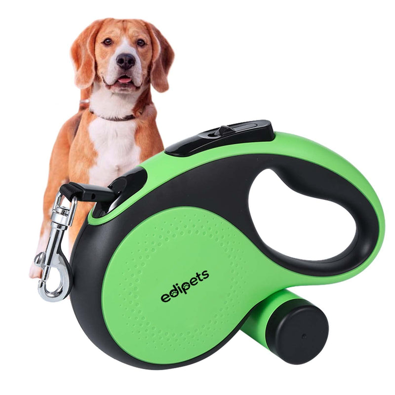Edipets, Retractable Dog Leash, 5 Meters, Includes Bag Dispenser, Flexible Tape for Training and Walking, for Small, Medium and Large Dogs (Green, 5 Meters) Green/Grey 8 metres