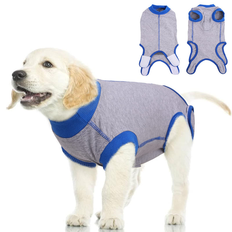PUMYPOREITY Recovery Suit After Surgery Male/Female Dogs, Pet Post-Operative Shirt Dog Abdominal Wounds Protector Anti-Licking Puppy Medical Surgical Suit(Grey, S) Grey