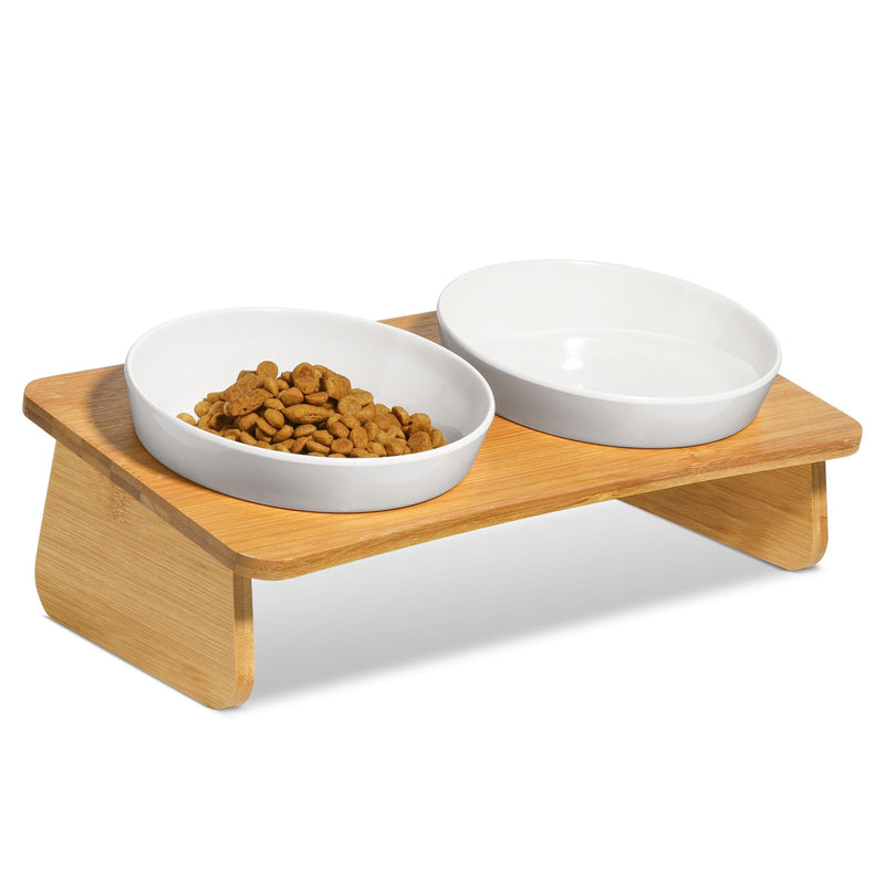 ComSaf Raised Cat Bowl with Stand, Melamine Elevated Cat Food Bowl, 15° Tilted Cat Water Bowl Set, 2 Pack of Feeding Dishes For Cats and Puppy, Protect Pet's Spine, Whisker Stress Free Anti Vomiting Melamine Bowl with Stand