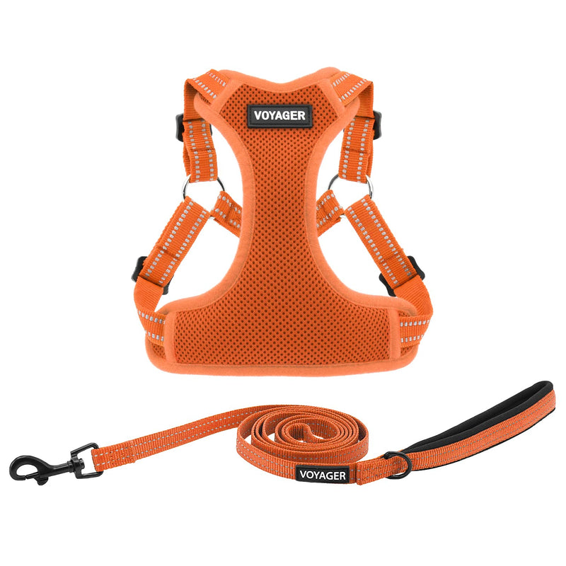 Best Pet Supplies Voyager Adjustable Dog Harness Leash Set with Reflective Stripes for Walking Heavy-Duty Full Body No Pull Vest with Leash D-Ring, Breathable All-Weather - Harness (Orange), S Harness Leash Set (Orange) Small