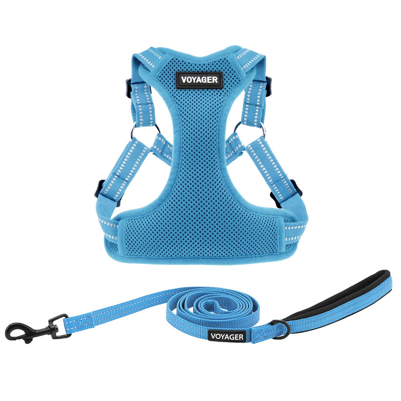Best Pet Supplies Voyager Adjustable Dog Harness Leash Set with Reflective Stripes for Walking Heavy-Duty Full Body No Pull Vest with Leash D-Ring, Breathable All-Weather - Harness (Baby Blue), XS Harness Leash Set (Baby Blue)