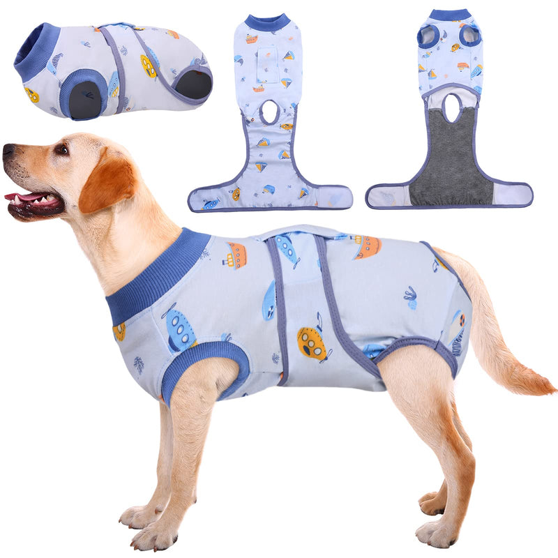 Kuoser Dog Surgery Recovery Suit, Dogs Recovery Suits Female Spay and Male Neuter for Post-Op Care, Soft Dog Onesie Surgery Cone alternative Prevent Licking, Boat XXL