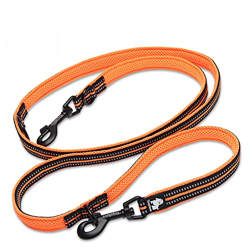 WINHYEPET True Love 7 In 1 Multi-Function Adjustable Dog Lead Hand Free Pet Training Leash Nylon Reflective Comfortable Multi-Purpose Dog Leash TLL2411(Orange,S) S Orange