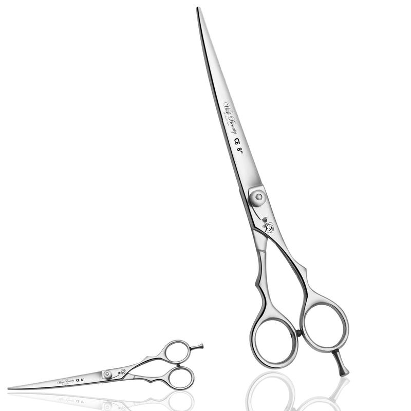 wishbeauty 8'' inches Pet Grooming Shears, Dog Grooming Scissor | Pet Trimming - Straight White Dotted Finger Grip 8''
