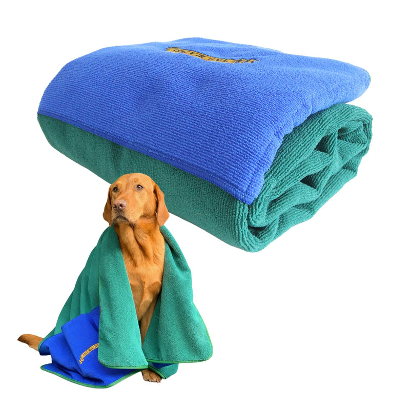 Super Absorbent Microfiber Dog Towel. Extremely Absorbent, Ultra Soft Quick Dry Towel. Dogs Accessories for Grooming. Cat, Horse, Dog Dryer Featuring Hand Corner Pockets. L 80x120cm Green Large