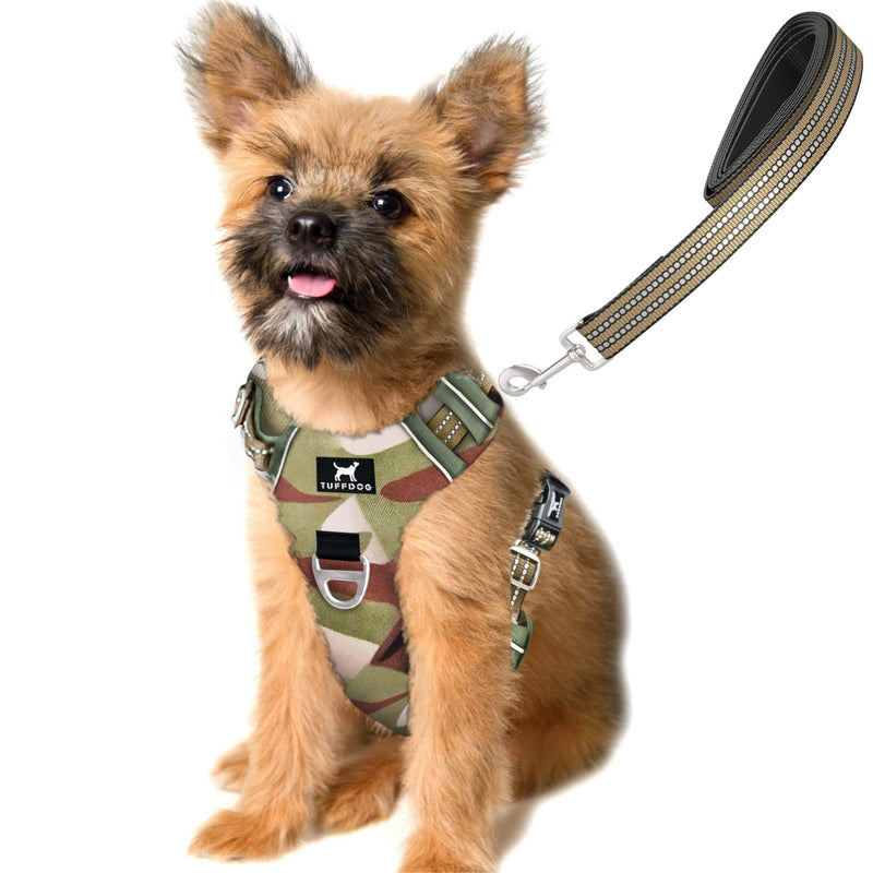 Easy-Fit Dog Harness Small - Fast Release Neck Clip, Premium Padded Reflective No Pull Harness with Control Handle, Adjustable Step-in Dog Vest Plus Free Matching Lead (S, Jungle Camo) - PawsPlanet Australia