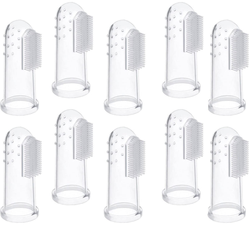 WANGCL 10 Pieces Soft Silicone Pet Finger Toothbrush, Tooth Cleaner Dog Cat Teeth Cleaning (Clear)