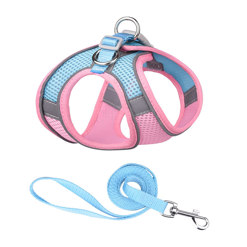 PETCUTE No Pull Dog Harness,Breathable Reflective Adjustable Dog Harness with Buckle,Lightweight,Front Clip Puppy Vest Harness with Sturdy Metal D-Ring,Easy Control for Outdoor Walking S Pink+Blue - PawsPlanet Australia