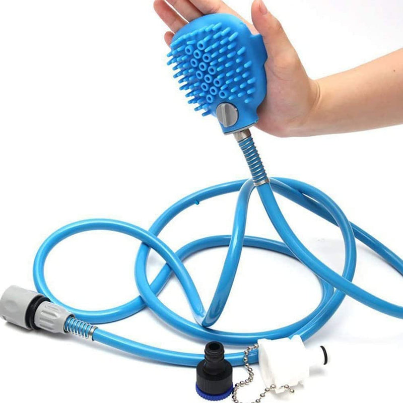 Pet Shower Sprayer Bath Massage Brush,Dog Shower Sprayer Attachment Set Dog Wash with Hose and Shower Attachment Dog Shower Sprayer,for Pet Bathing Washing Outdoor Indoor(2.5 m,Blue) - PawsPlanet Australia
