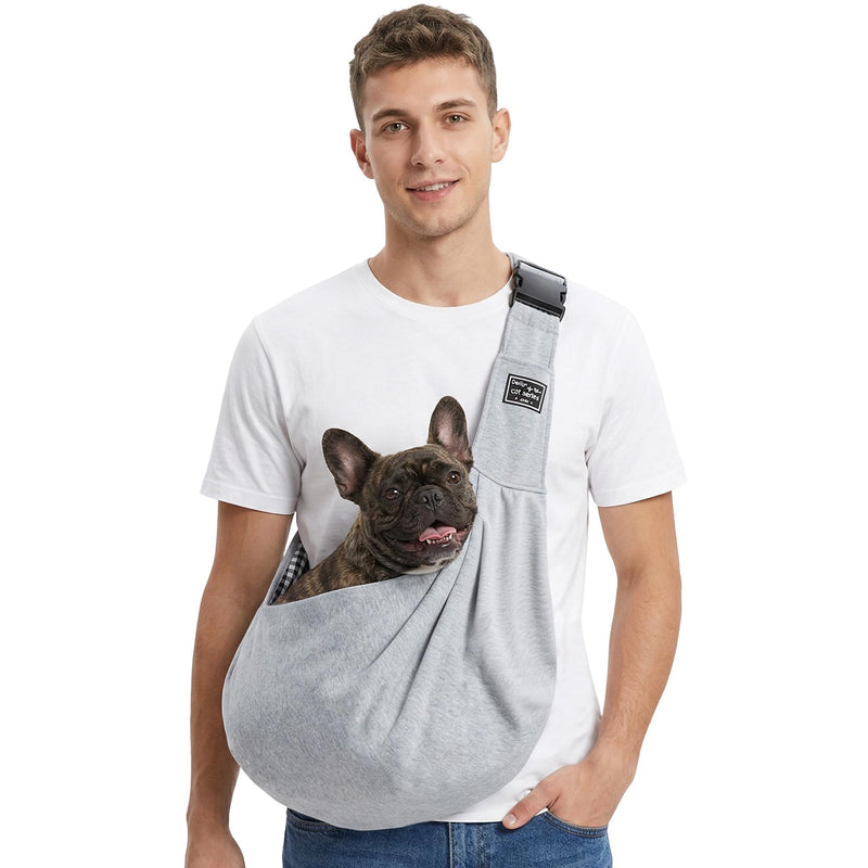ALLSOPETS Pet Carrier Bag Dog Carrier Sling Reversible Puppy Carrier Purse with Storage Pocket Hand-Free Pet Sling Carrier for Carry Small Dogs Cats Suitable for Travel Outdoor (Light Grey) Light Grey - PawsPlanet Australia