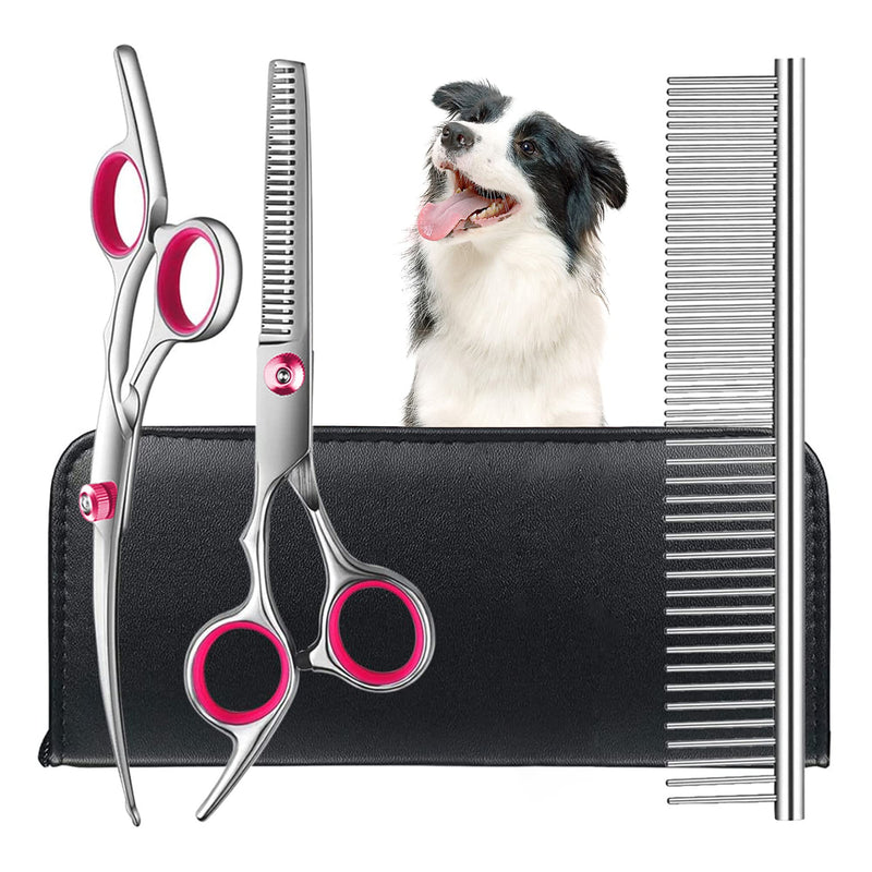 Kaket Dog Grooming Scissors, Pet Grooming Shears, Thinning Shears, Curved Scissors, Stainless Steel Pet Grooming Pink - PawsPlanet Australia