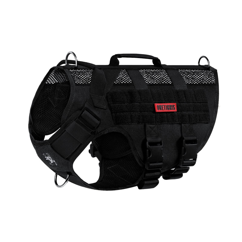 OneTigris AIRE Mesh Tactical Dog Harness No Pull Tactical Dog Harness,Breathable Mesh Design Service Dog Vest with Handle & Molle Pouches, Adjustable Suit for Walking Hiking Training(M, Black) M