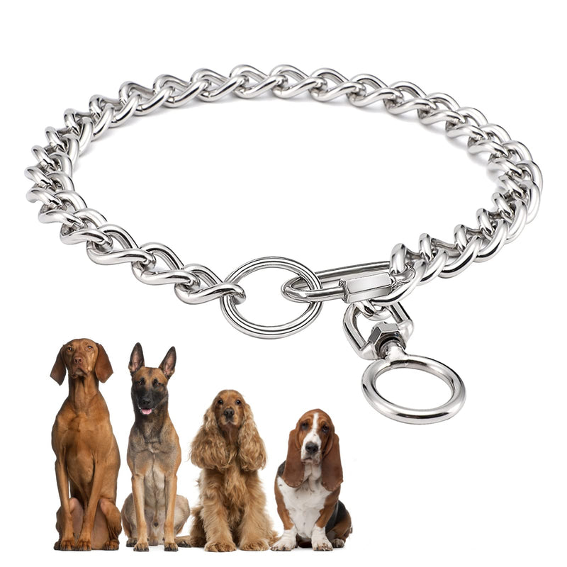 Chain Dog Collar, Stainless Steel Metal Chew Chain Collar with Connecting Clasp for Small Medium Large Dogs (L, A) L