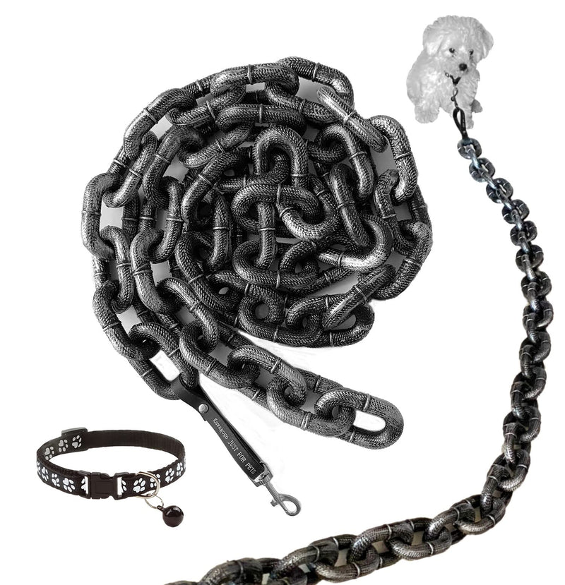 Funny Big Dog Chain Leash - Fake Iron Chain, Plastic, Comes with Puppy Collar - Chihuahua, Poodle, Papillon - PawsPlanet Australia