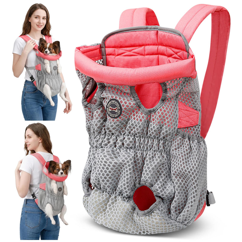 ALLSOPETS Dog Carrier Backpack for Small Medium Dogs – Lightweight, Breathable and Comfortable Front Pet Carrier with Safety Hook, Hands-Free for Travel Hiking Outdoor (Cherry Pink, M) Cherry Pink