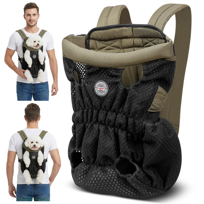 ALLSOPETS Dog Carrier Backpack for Small Medium Dogs – Lightweight, Breathable and Comfortable Front Pet Carrier with Safety Hook, Hands-Free for Travel Hiking Outdoor (Olive Green, M) Olive Green - PawsPlanet Australia