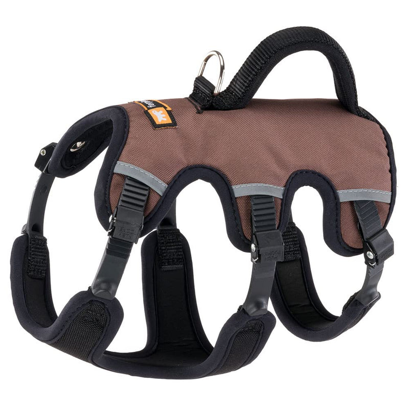 Ferplast Dog Harness Small Dog ERGOTREKKING EXTRA SMALL, Escape Proof Dog Harness, Greyhound, Adjustable Harness for Dogs, Reflective, Padded, 6 Closures, Ideal for Trekking XS Brown - PawsPlanet Australia