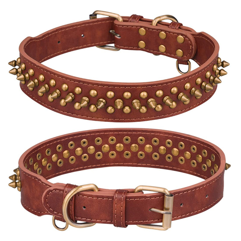 Rhinestone PU Collar for Cats Small Medium Dogs Crystal Bow Dog Collar Rhinestone Streamer Adjustable Dog Collar M brown