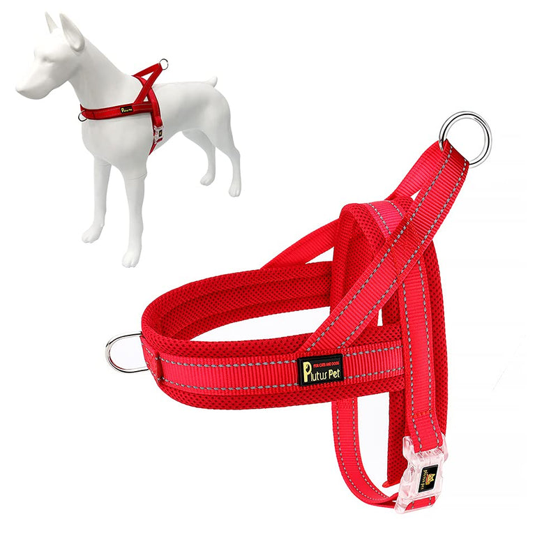 Plutus Pet No Pull Dog Harness with Breathable Mesh Padded, Adjustable Reflective Escape Proof Dog Harness, Quick Fit Dog Vest Harness for Small Medium Large Dogs(XL, Red) X-Large