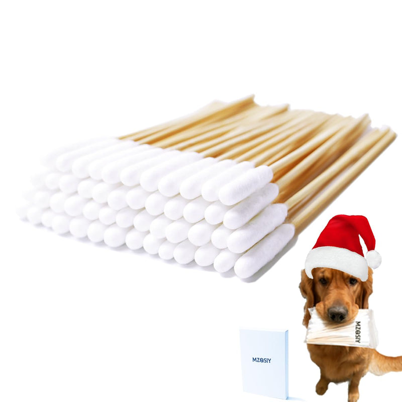 Pet Dog Ear Cleaner Bamboo Cotton Buds 15.5cm Enhanced Long Cane Stick Wax Remover Itchy Ear Remedy Cleaning Swabs for Cleaning Animals Ears Wax Infection Removal (50) 50