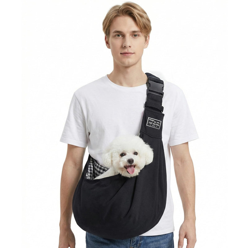 ALLSOPETS Pet Carrier Bag Dog Carrier Sling Reversible Puppy Carrier Purse with Storage Pocket Hand-Free Pet Sling Carrier for Carry Small Dogs Cats Suitable for Travel Outdoor (Charcoal Black) Charcoal Black