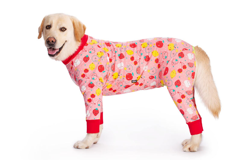 Large Dog Clothes, Elastic Pet Onesie Clothes Protect Joints Anti-hair Anti Licking, Wound Protection Pet Pajamas PJS Dog Jumpsuit For Medium Large Dogs (5XL, Pink fruit) 5XL
