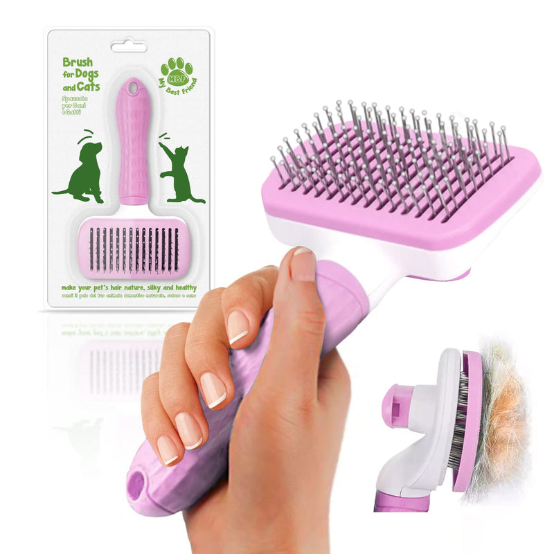 oft Brush for Dogs and Cats, Self-cleaning Pet Brush, Removing Dead and Excess Hair, does not scratch animal skin, pet supplies accessories, zero pain (Rose) pink