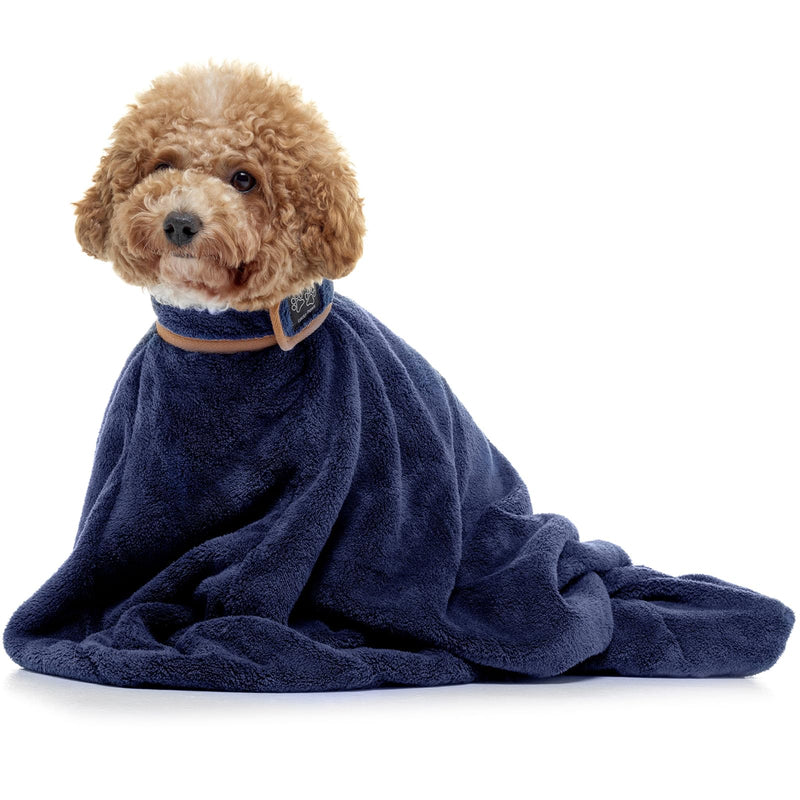 Lucky Paws® UK Dog Drying Bag - Luxurious Dog Towel Bag – Super Absorbent & Soft Dog Towels - Alternative for Dog Towelling Drying Coat - Dog Drying Towels - Perfect for Dog Grooming (S, French Navy) S - PawsPlanet Australia