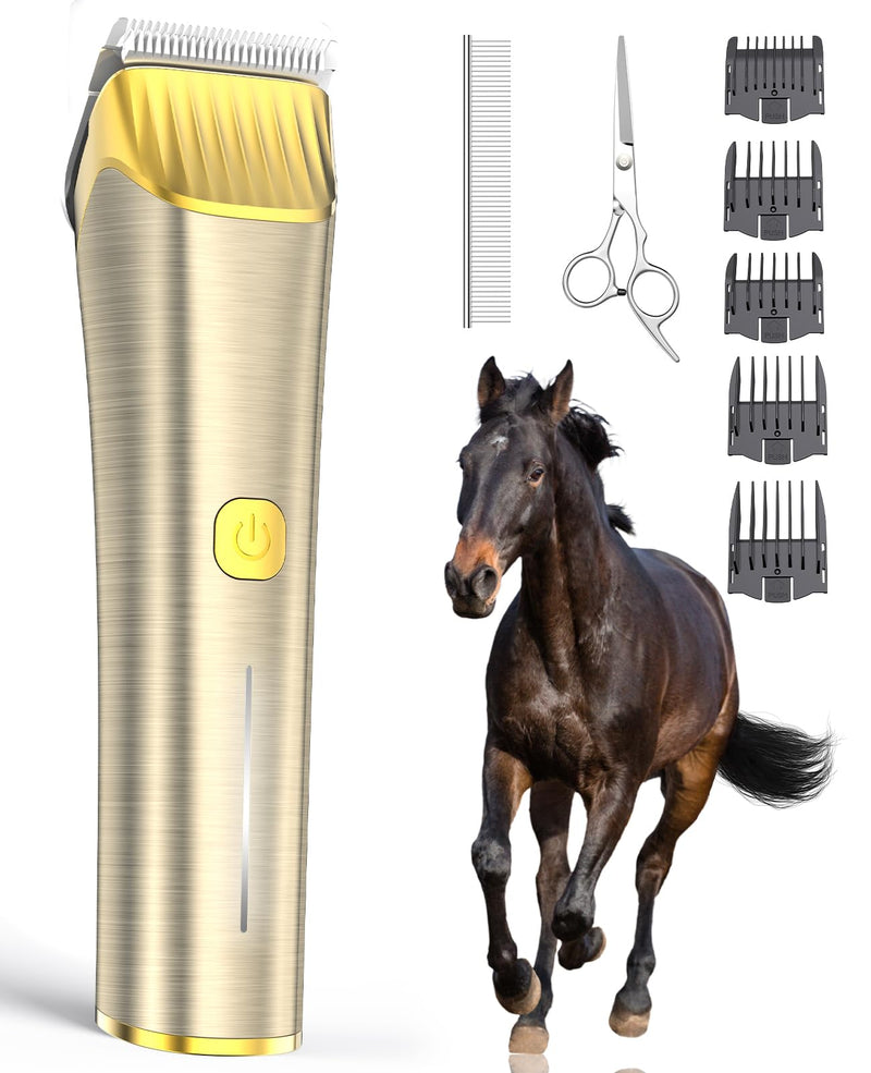 oneisall Horse Clippers,Low Noise Cordless Horse Grooming Kit for Horse Thick and Matted Long Hair with Metal Blade - PawsPlanet Australia