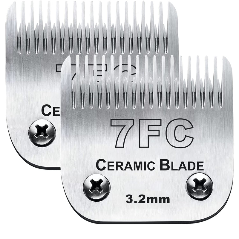 2Pack 7FC Blade Detachable Pet Dog Grooming Clipper Blades, Compatible with Andis Dog Clipper/Most Oster A11/Wahl KM Series Pet Clippers 7FC 3.2 mm | 2 PCS