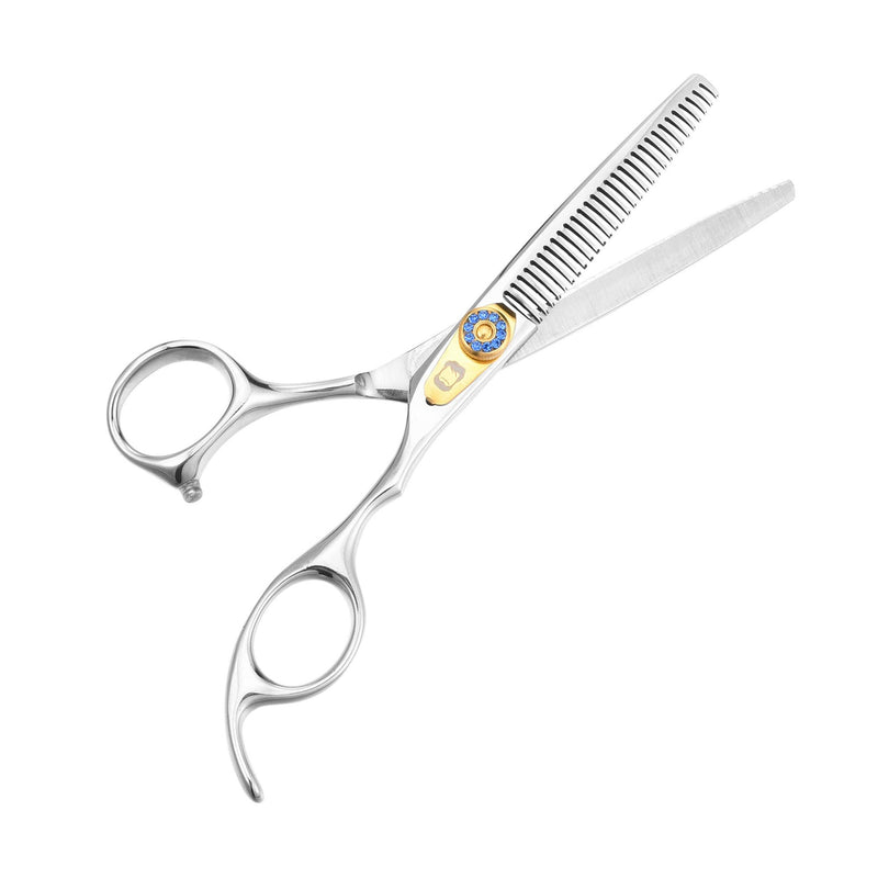 Thinning Scissors for Dogs, Professional Thinning Shears for Pets Double Sided Blades Stainless Steel Pet Cat Shears for Grooming Dogs Cats Blue Crystal Screw