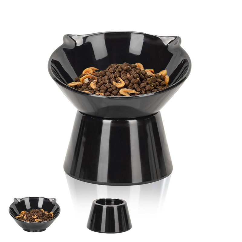 Raised Cat Bowl,15°Tilted Elevated Cat Bowls for Kittens，Anti Vomiting Cat Food Bowl，Cat Feeding and Watering Dishes for Cat and Small Dog Black