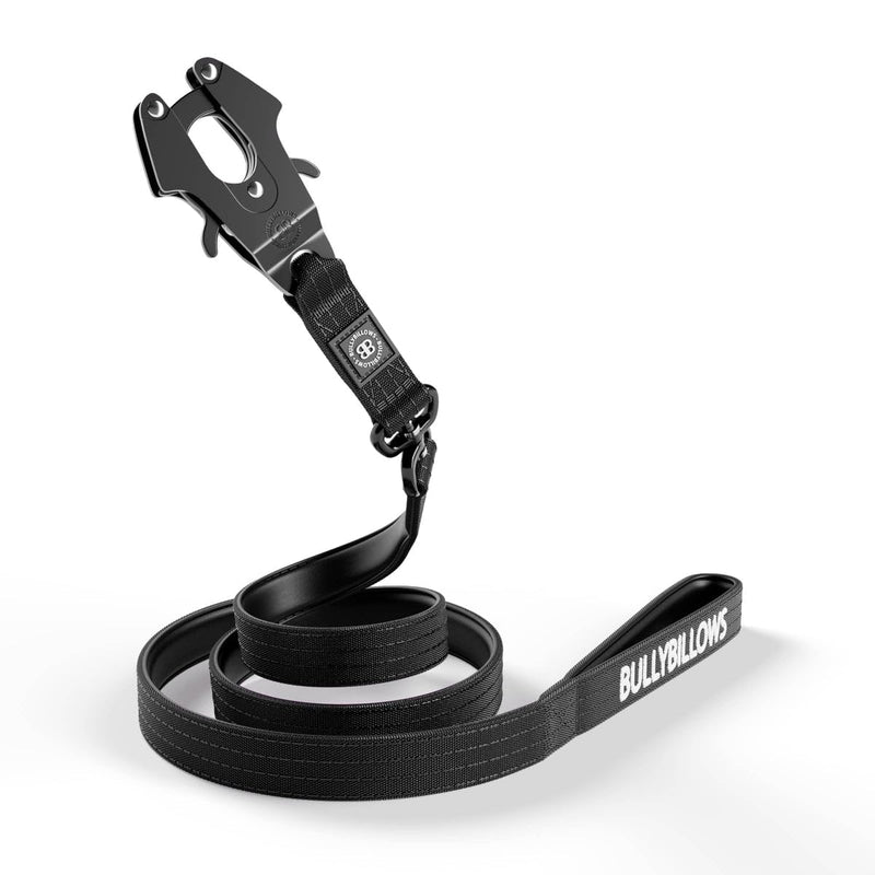 BullyBillows Anti-Tangle Swivel Combat Dog Lead | Padded Handle For Easier Walks | Anti Tangle & Pressure Tested Dog Lead | Suitable For All Dog Breeds - Black - PawsPlanet Australia