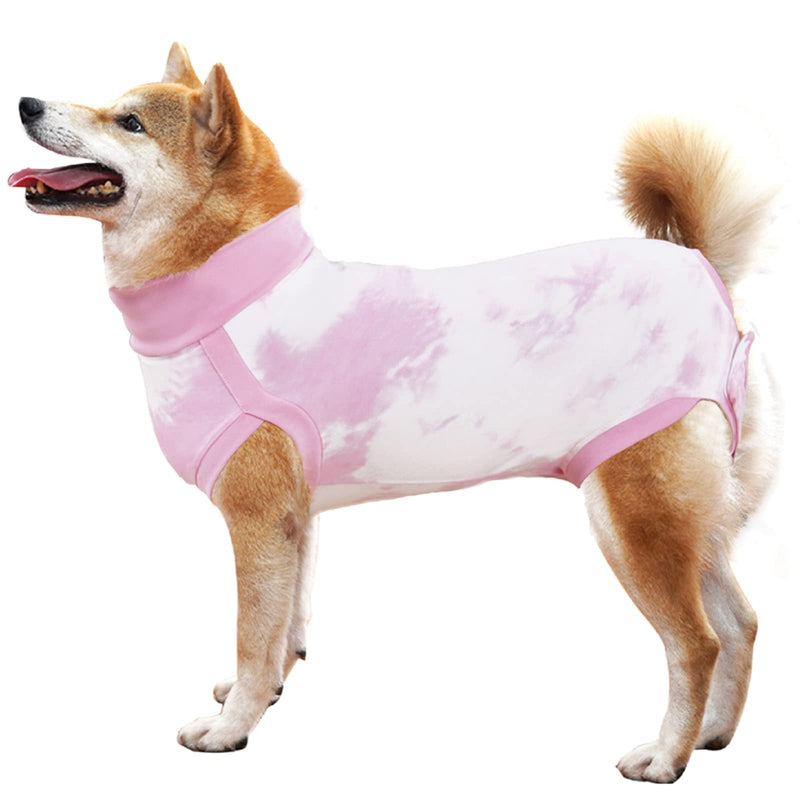 LIANZIMAU Dog Surgery Recovery Suit Onesie for Female Spay Male Castration Surgical Vest Bodysuit Medical Pet Shirt Cone E-Collar Alternative, Tie-Dye Pink S