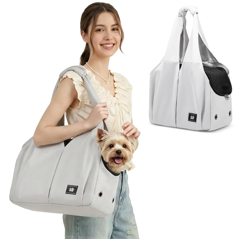 ALLSOPETS Puppy Sling Carrier for Small Dogs, Breathable Dog Sling with Leash Hook, Portable Pet Bag for Cats and Puppies, Cozy Carrier for Travel, Outdoors, Camping (Silvery Grey) Silvery Grey - PawsPlanet Australia