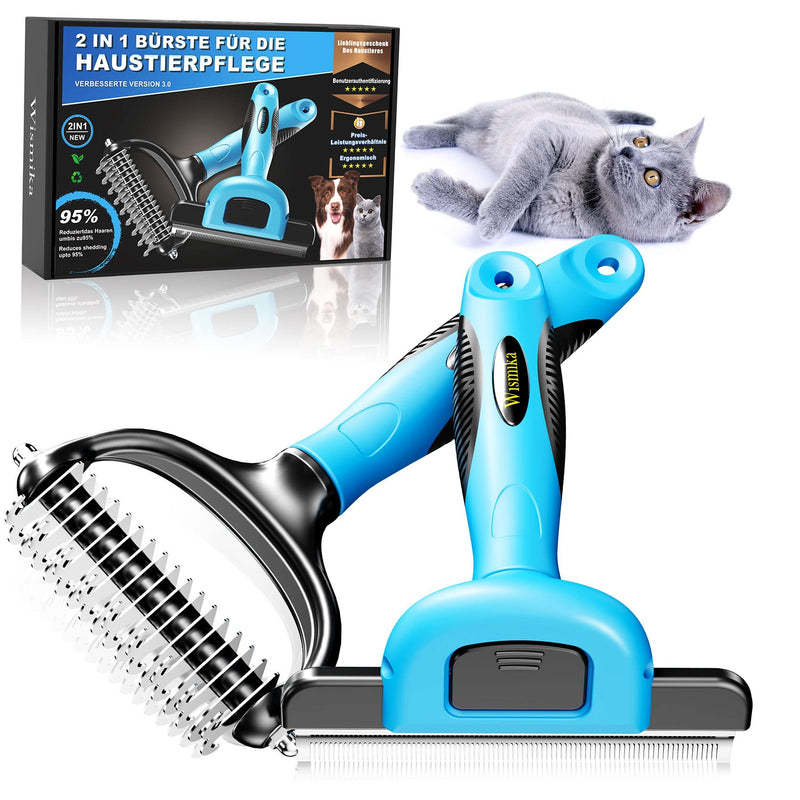 Cat Brush, Dog Brush, 2-in-1 Undercoat Brush for Medium and Long Hair, Professional Dog Brush, Undercoat or Undercoat Brush, Stainless Steel Dog Comb for Medium to Large Cats and Dogs - PawsPlanet Australia