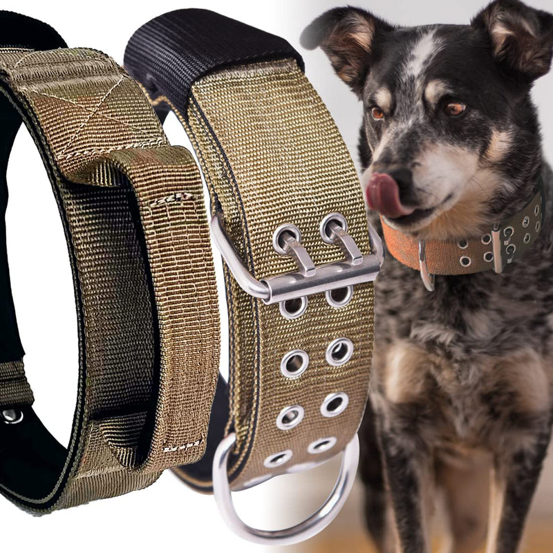 Dog Collar, 5 cm Wide Nylon Neoprene Collar with Handle, Extra Large Dog Breeds, Black, Soft Padded, 56-66 cm