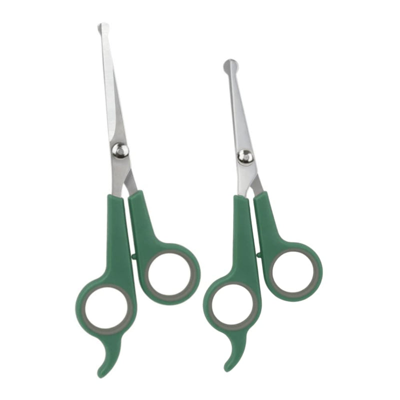 2 PCS Dog Grooming Scissors with Safety Round Tip Pet Grooming Scissors Kit Professional Hair Cutting Scissors Set Pets Grooming Tool for Dogs Cat (Green)