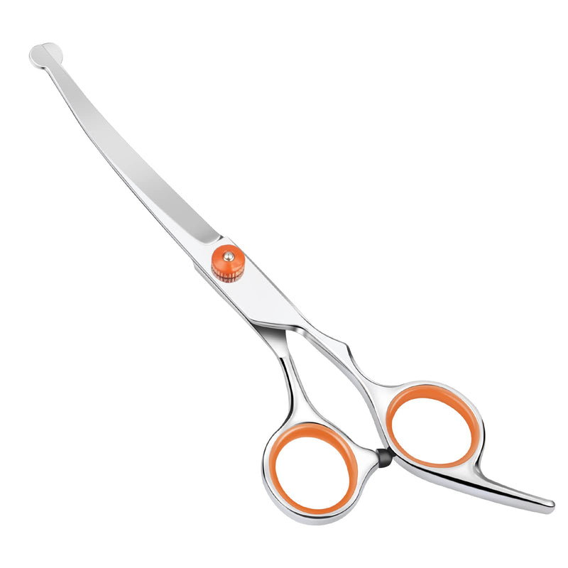 Dog Grooming Scissors, 7.3" Pet Grooming Scissors with Safety Round Tip, Stainless Steel Grooming Shears for Dog, Cat 1 Piece-curved Scissors