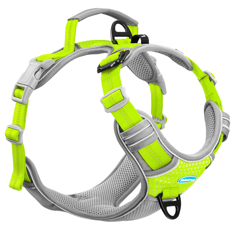 ThinkPet No Pull Harness Breathable Sport Harness with Handle-Dog Harnesses Reflective Adjustable for Medium Large Dogs,Back/Front Clip for Easy Control S Bright Green Star Green - PawsPlanet Australia