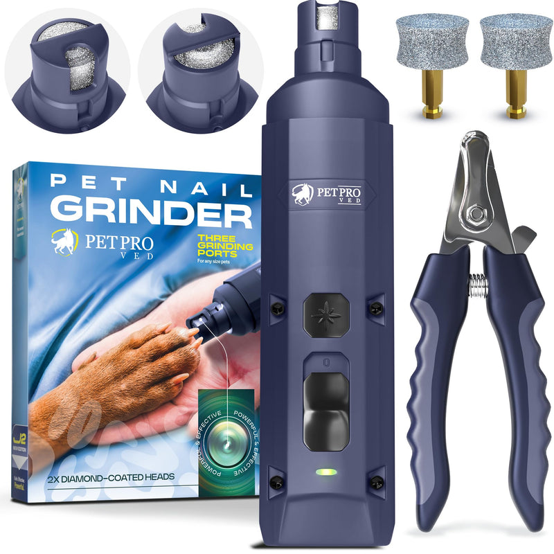 PETPROVED Dog Nail Grinders Silent Dog Claw Grinder Dog Nail Grinder for Dogs Claws Safe Dog Nail Trimmer Electric Pet Nail Grinder for Dogs Nail File Blue