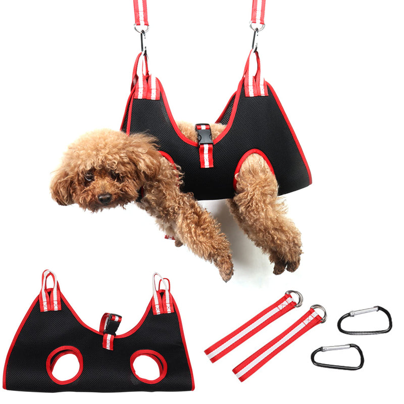 Dog Grooming Hammock, Pet Nail Trimming Harness for Dog and Cat, Pet Grooming Hammock Harness for Medium Dogs/Giant Cats, Dog Nail Trimming Hammock for Nail Clipping and Bath Grooming, Black, Large - PawsPlanet Australia