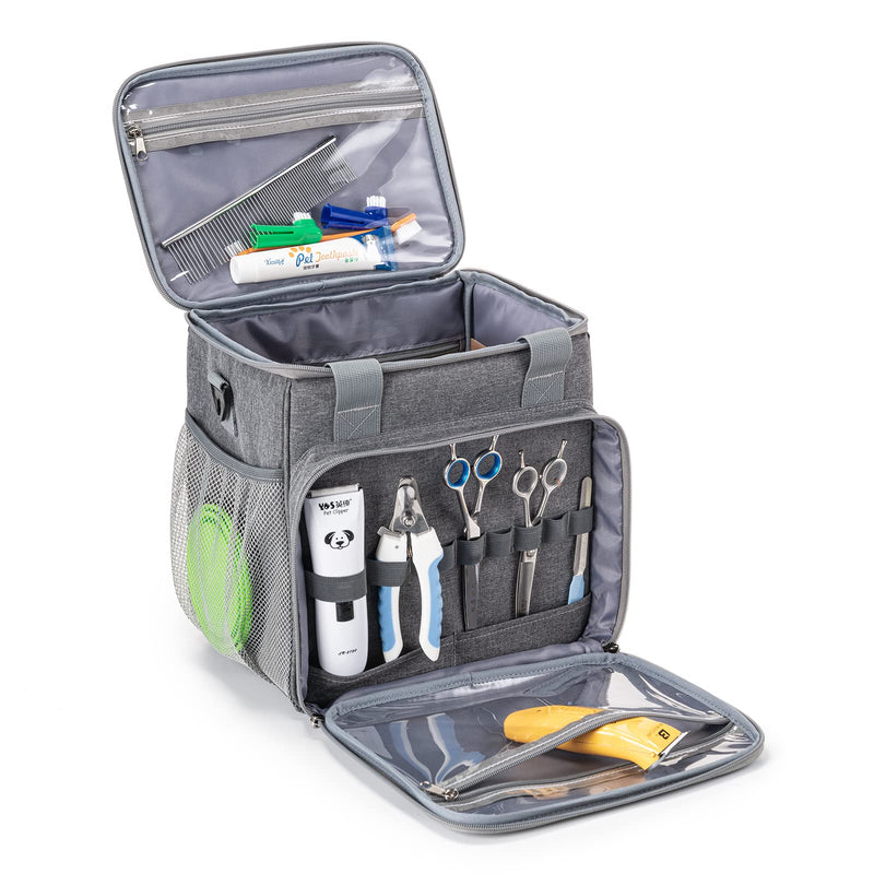 Dog Grooming Bag, Dog Grooming Supplies Organizer Tote Bag for Pet Grooming Tool Kit Accessories, Grey - PawsPlanet Australia