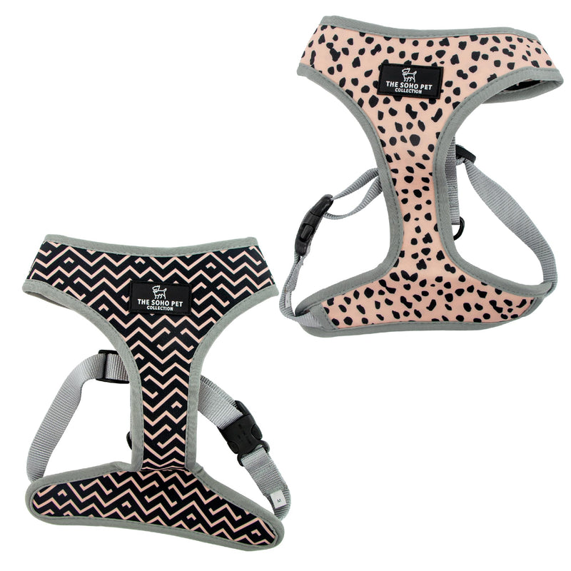 Ancol Dog Reversible Harness Dalmatian/Zigzag Patterned - Comfortable Weatherproof Pet Accessory - Lightweight Fashionable Puppy Outfit - Large L