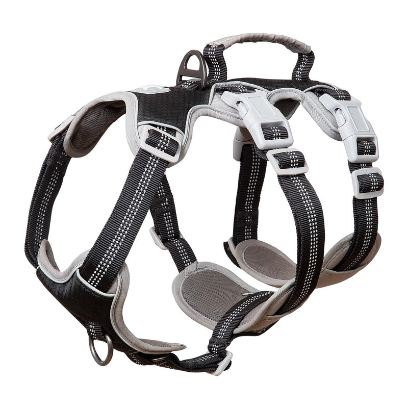 Huntboo Escape Proof Dog Harness Medium, Anti-Pull Dog Harness with Handle, Breathable, Adjustable Dog Harness Small, Reflective Harnesses for Large Dogs Outdoor, Walking, Training（Black, L） Large(Pack of 1) Black - PawsPlanet Australia