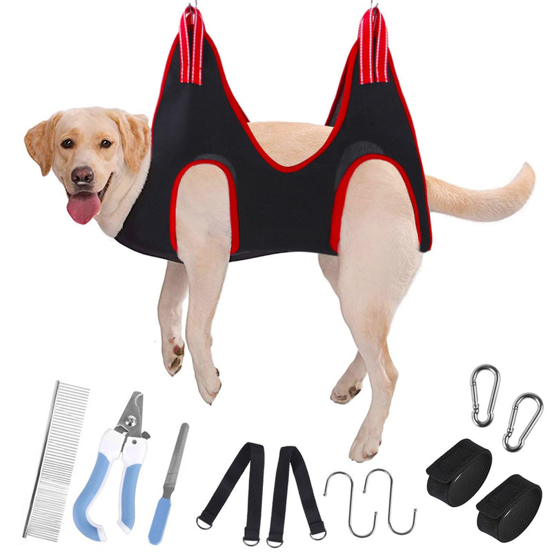 Cat & Dog Grooming Hammock, 12 In 1 Pet Grooming Hammock Harness with Comb, File & Nail Clippers, Nail Cutting Helper for Pets Nail Trimming Bathing Ears Care Washing