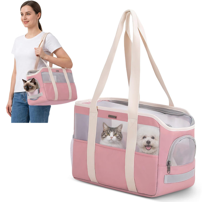 ALLSOPETS Soft Pet Carrier Bag for Small Dogs and Cats, Foldable Breathable Dog Handbag with Safety Strap, Lightweight Puppy Sling Tote for Travel Vet Visits Outdoor (Pastel Pink) Pastel Pink - PawsPlanet Australia