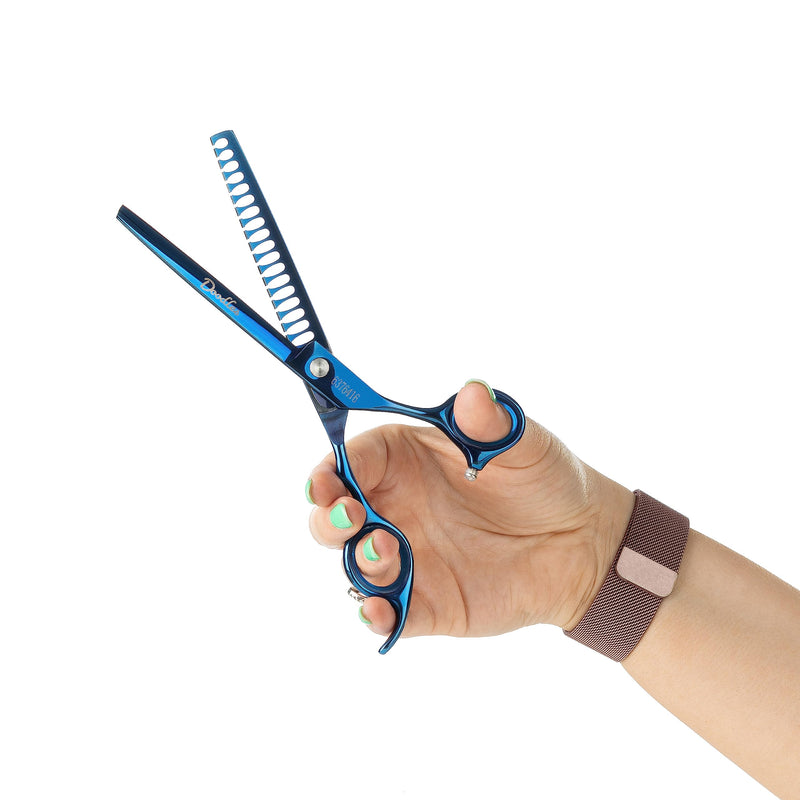 Mikki Doodle, Dog, Puppy Chunker Finishing Scissors Shears, Sharp & Durable Semi-Convex Blade, Blunted Safety Tips, Adjustable Tension Screw for Control and Precision, 17.8cm (7”) - PawsPlanet Australia